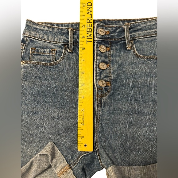 Old Navy High Rise Secret-Slim Button Fly Cuffed Women's Size 0 Blue Jean Shorts - Picture 8 of 10